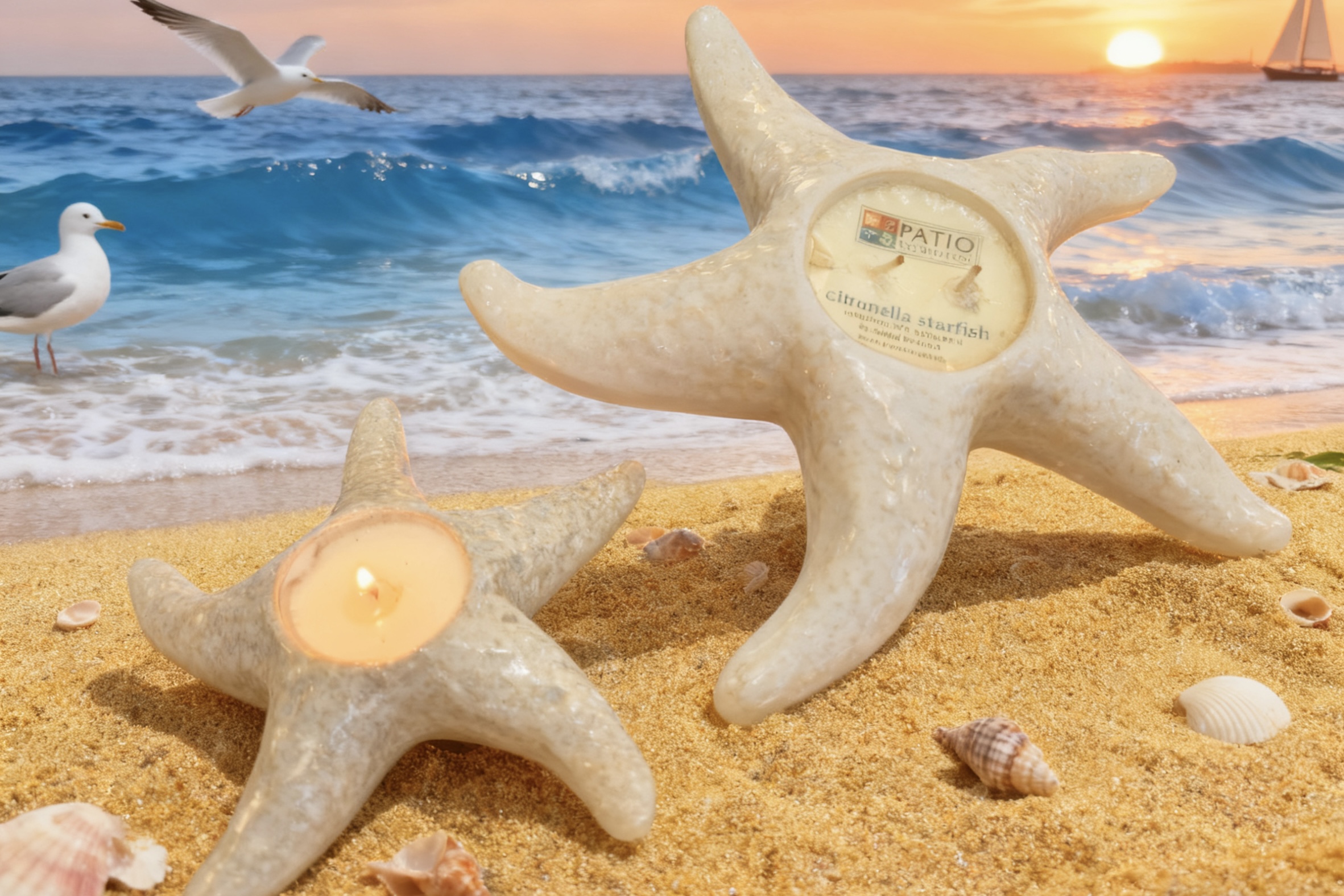 Ceramic Starfish Filled Candle
